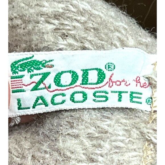 Vtg Lacoste Gray Little Gator Zod Lacoste For Her Tri-Blend Women's Scarf 48X8” - Picture 2 of 7